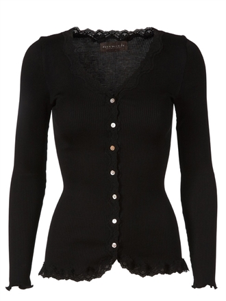 Rosemunde cardigan, vintage blonde i silke-mix - black