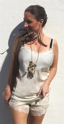 Blonde top i creme - lang