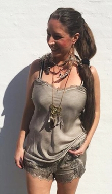 Blonde top i taupe  - lang
